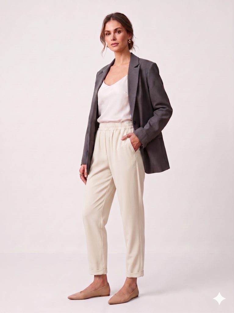 MODAİLGİ Beli Lastikli Pantolon 40144 - EKRU
