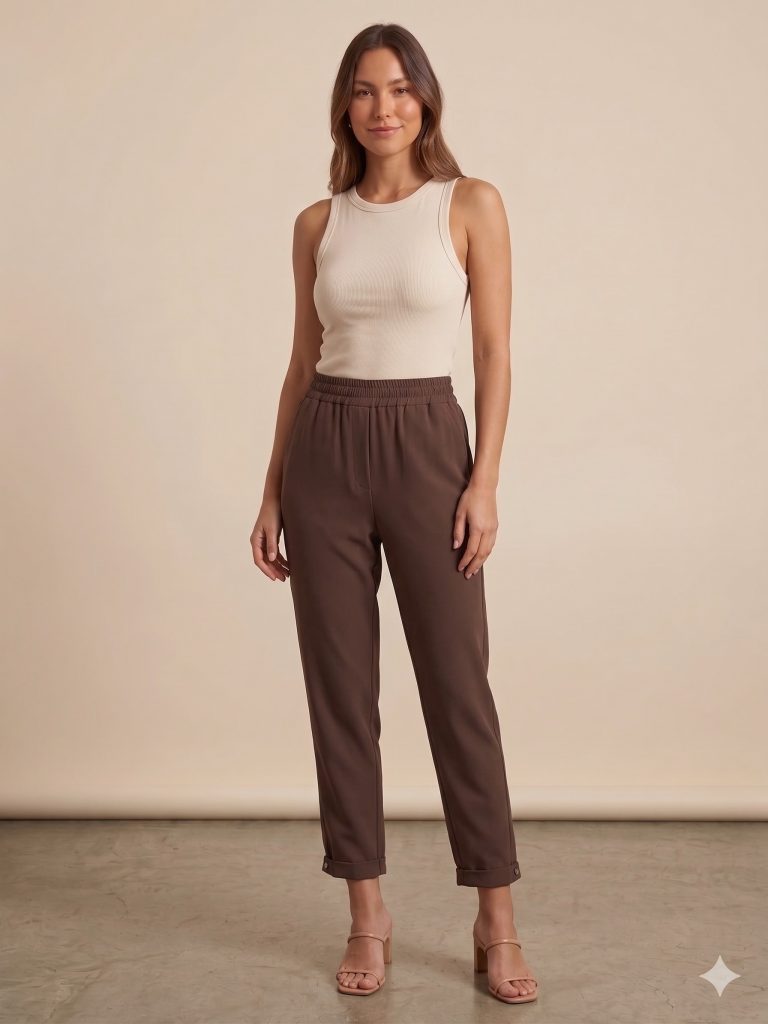 MODAİLGİ Beli Lastikli Pantolon 40144 - kahve