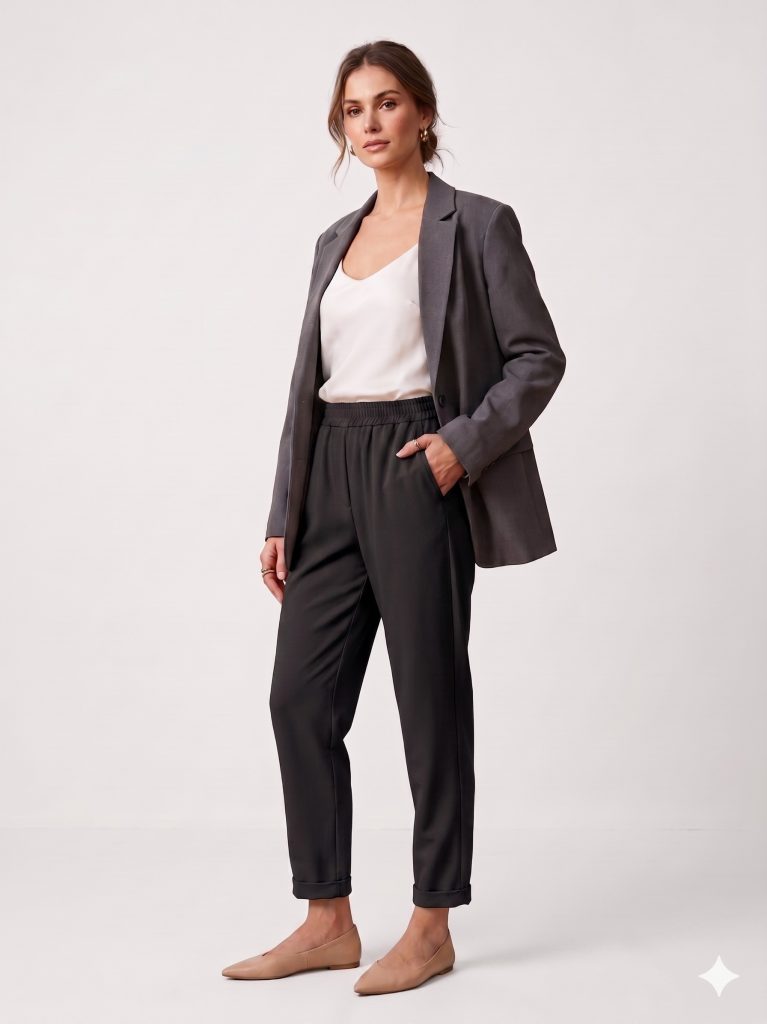 MODAİLGİ Beli Lastikli Pantolon 40144 - Siyah