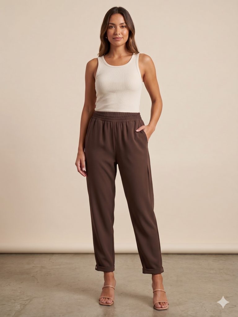 MODAİLGİ Beli Lastikli Pantolon 40144 - kahve