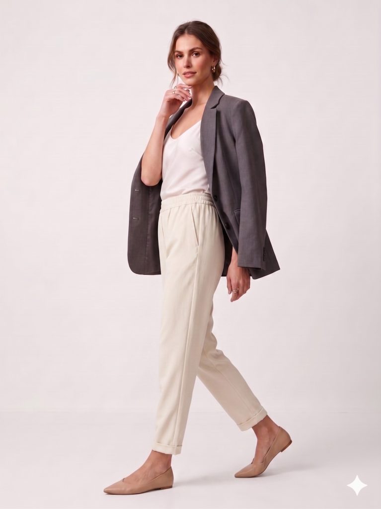 MODAİLGİ Beli Lastikli Pantolon 40144 - EKRU