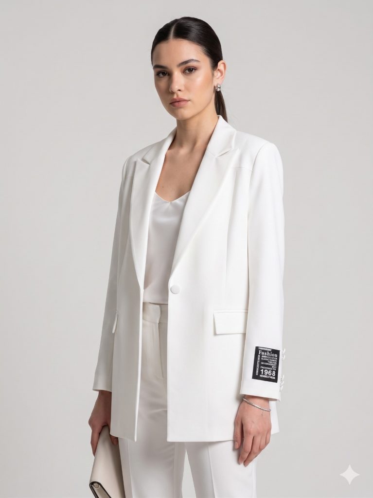 PERZONİ Rahat Kesim Ceket 6330 - Beyaz