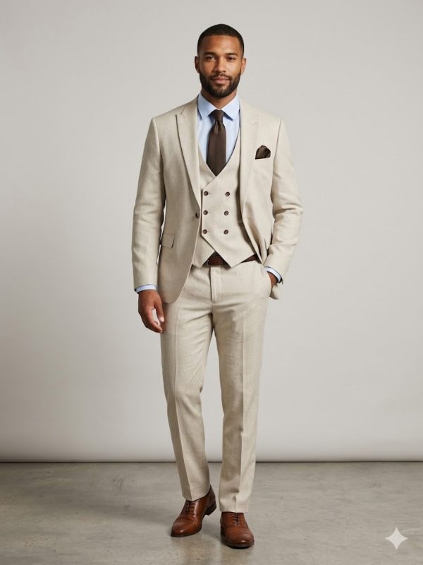 ADİMO Erkek Slim Fit Yelekli Damatlık Takım Elbise 718K190
