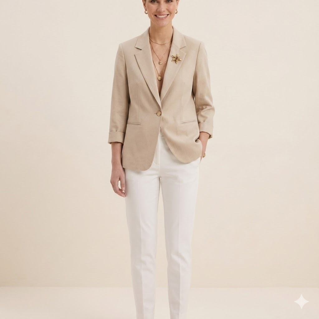 BABİLON SASİN Aksesuar Detaylı Blazer Ceket 7701 - BEJ