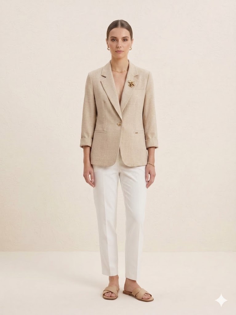 BABİLON SASİN Aksesuar Detaylı Blazer Ceket 7701 - BEJ