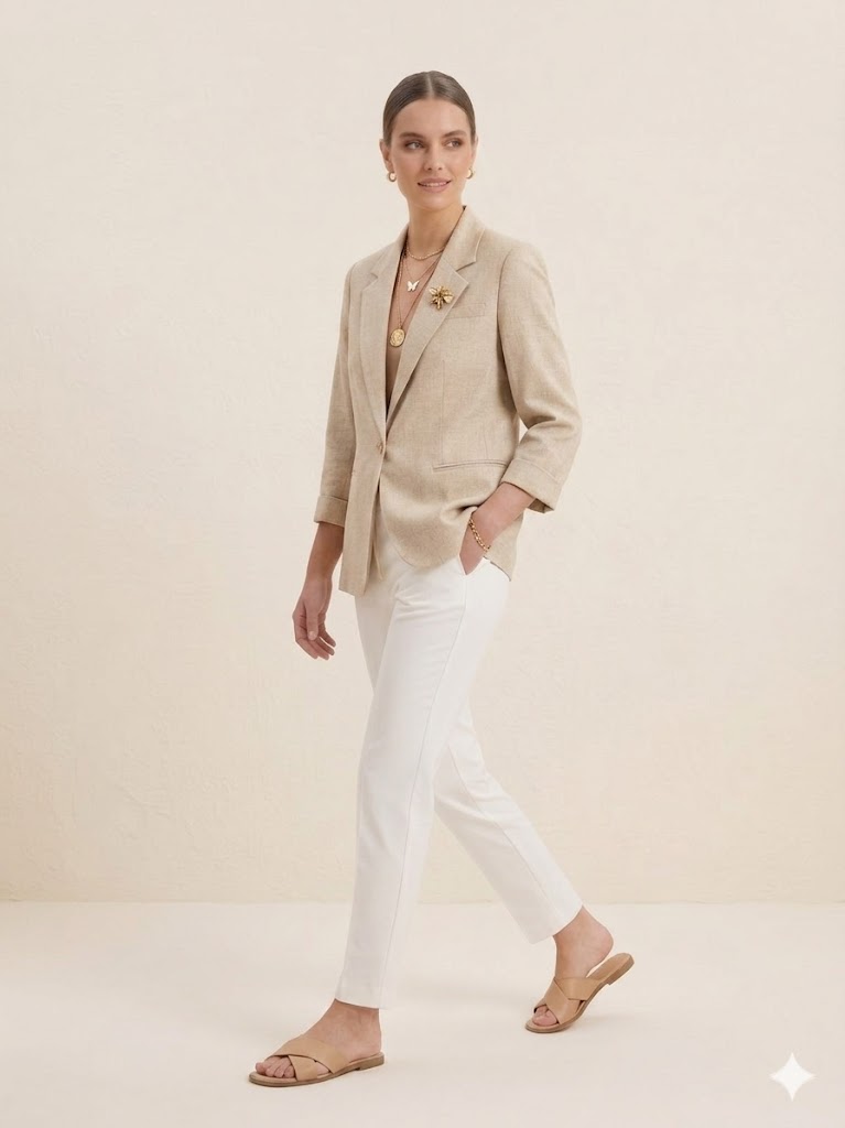 BABİLON SASİN Aksesuar Detaylı Blazer Ceket 7701 - BEJ