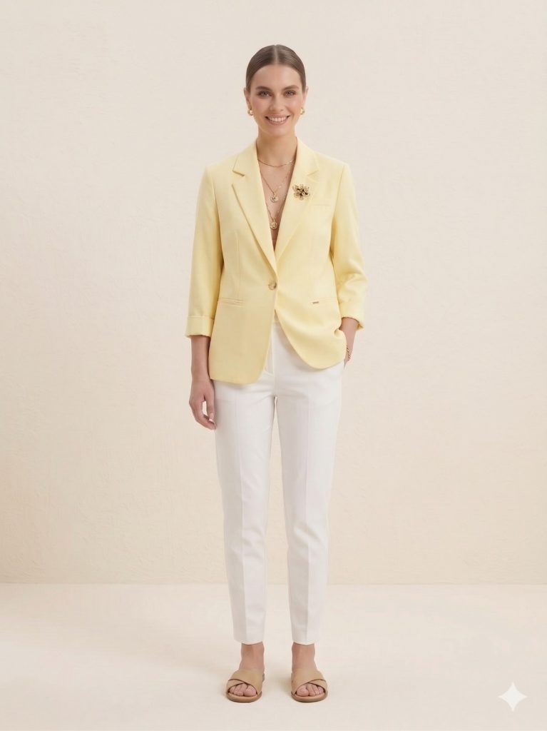 BABİLON SASİN Aksesuar Detaylı Blazer Ceket 7701 - SARI