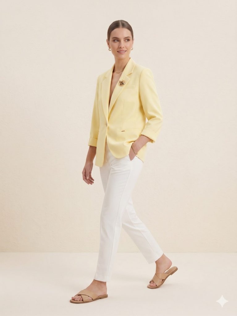 BABİLON SASİN Aksesuar Detaylı Blazer Ceket 7701 - SARI