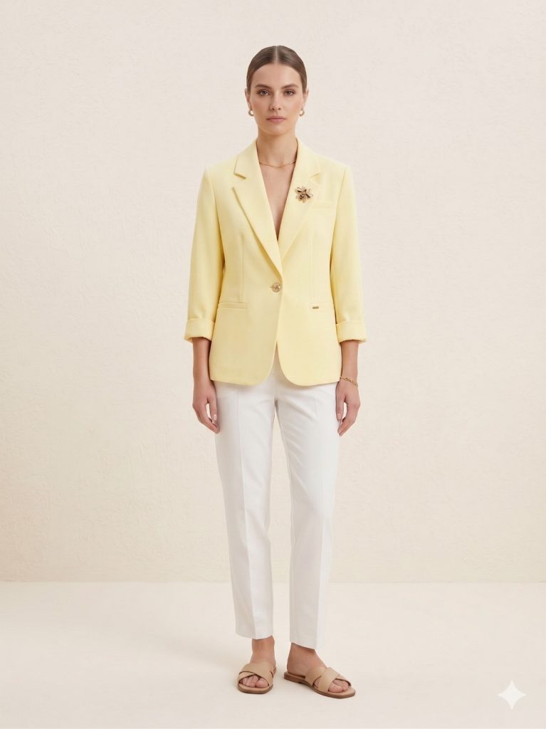 BABİLON SASİN Aksesuar Detaylı Blazer Ceket 7701 - SARI