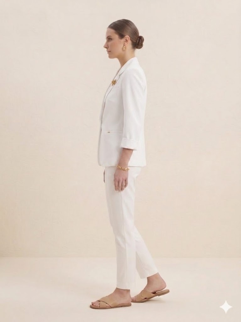 BABİLON SASİN Aksesuar Detaylı Blazer Ceket 7701 - Beyaz