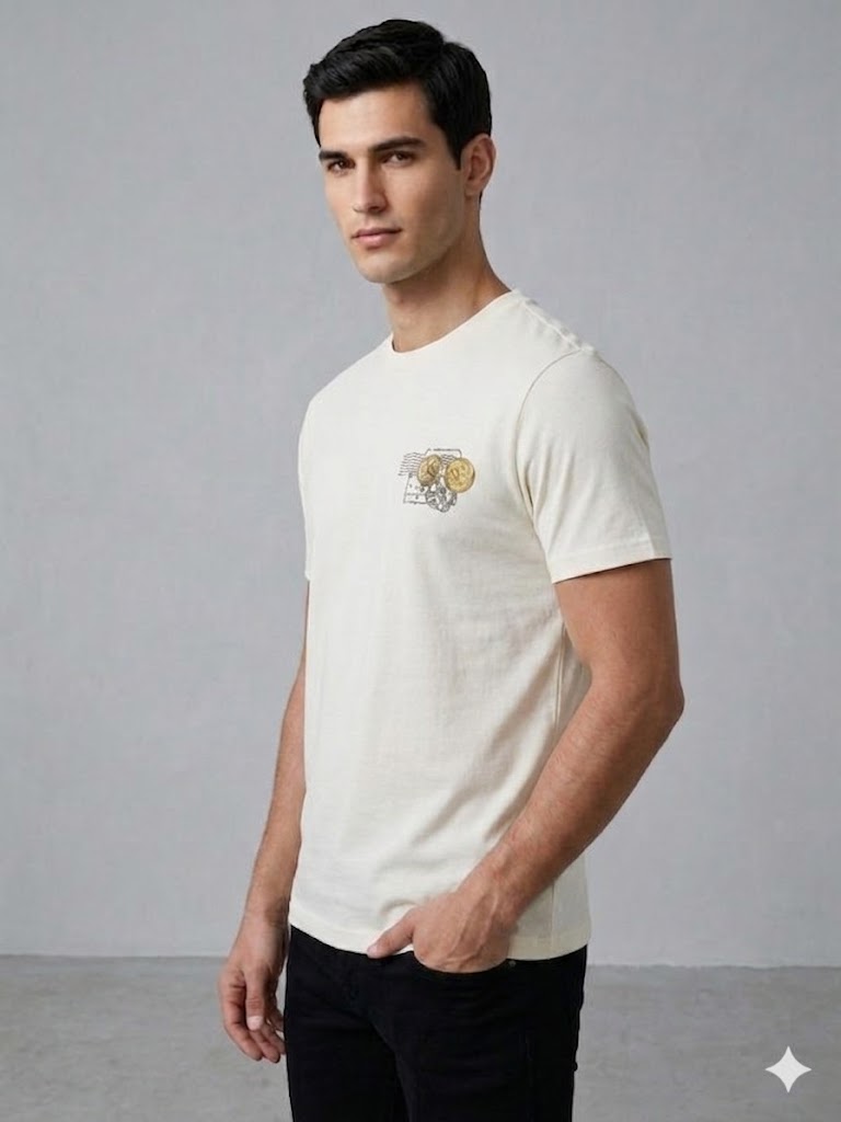 GUESS Erkek Modern Kesim Bisiklet Yaka T-Shirt M6GI37K3318 - EKRU