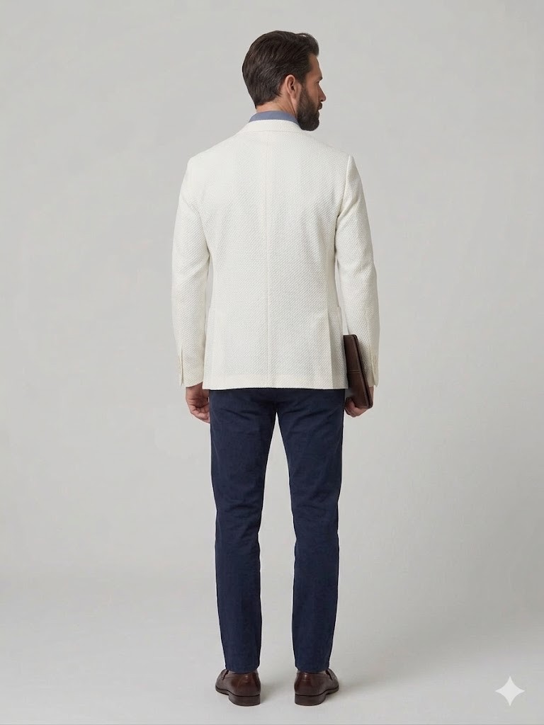 DİOR Erkek Beyaz Dokulu Slim Fit Blazer Ceket 2514003