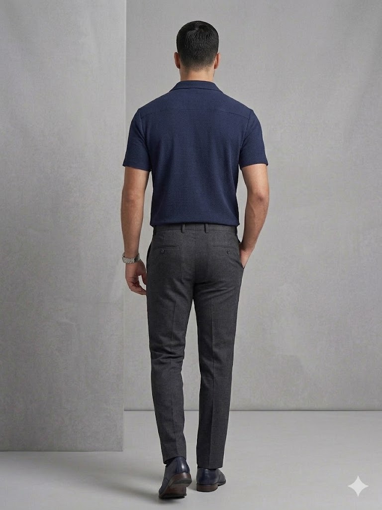 Centilmen Erkek Kısa Kollu Gömlek Yaka Düğme Detaylı T-Shirt 2412000 - Lacivert
