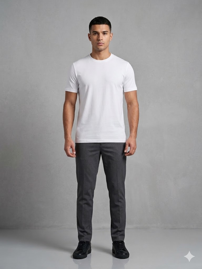 DORSS Erkek Siyah Basic Bisiklet Yaka T-Shirt 20500 - Beyaz