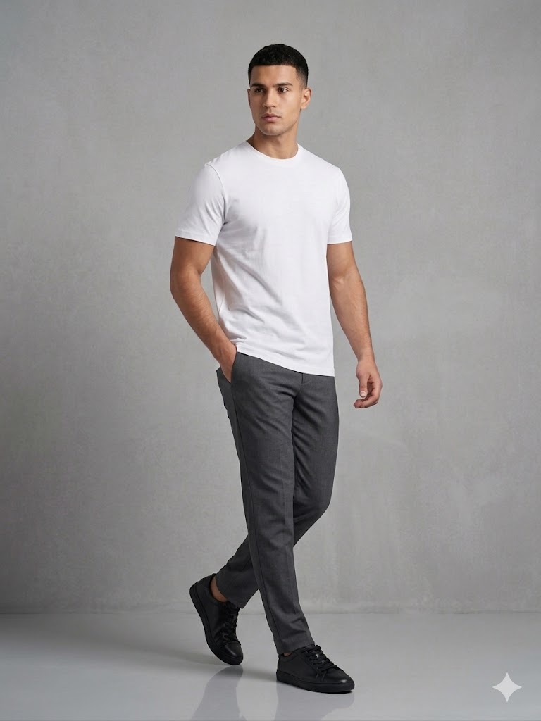 DORSS Erkek Siyah Basic Bisiklet Yaka T-Shirt 20500 - Beyaz