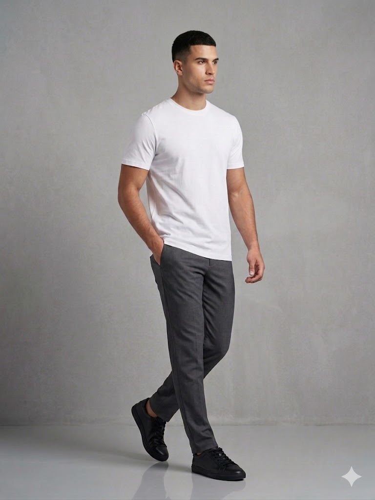 DORSS Erkek Siyah Basic Bisiklet Yaka T-Shirt 20500 - Beyaz