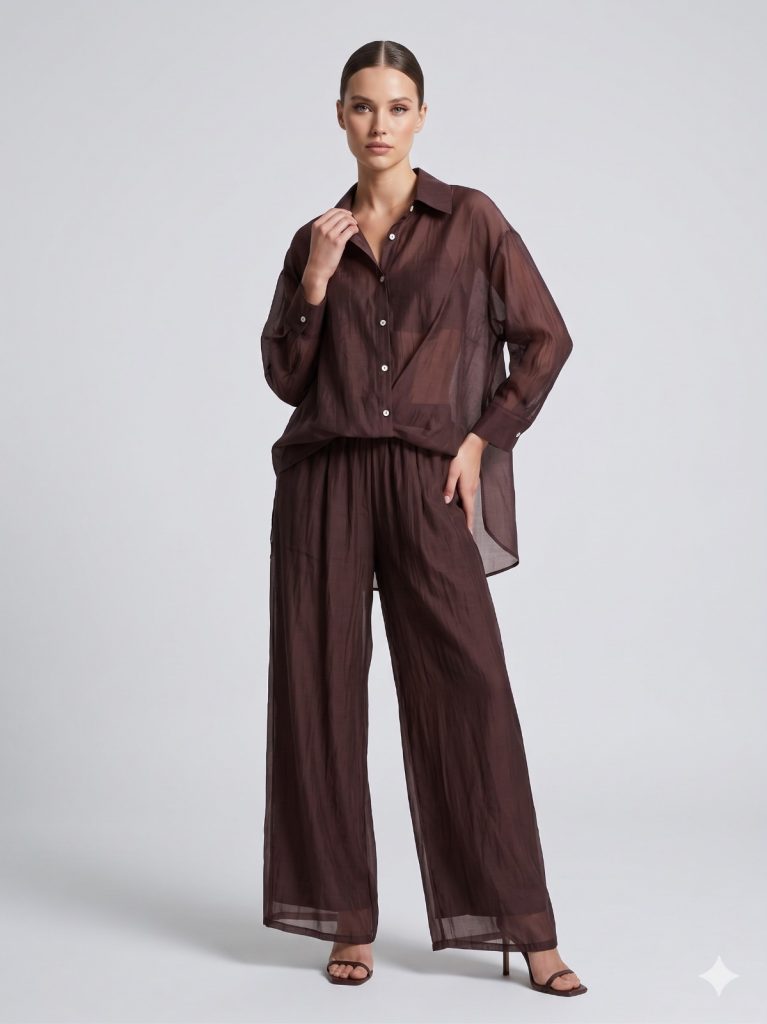 DOSSO DOSSİ PHARDİ Transparan Alt Üst Takım 7409 - kahve