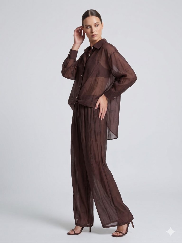 DOSSO DOSSİ PHARDİ Transparan Alt Üst Takım 7409 - kahve