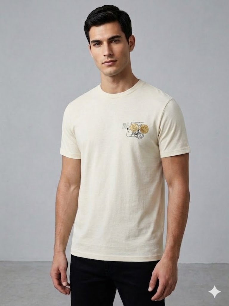 GUESS Erkek Modern Kesim Bisiklet Yaka T-Shirt M6GI37K3318 - EKRU