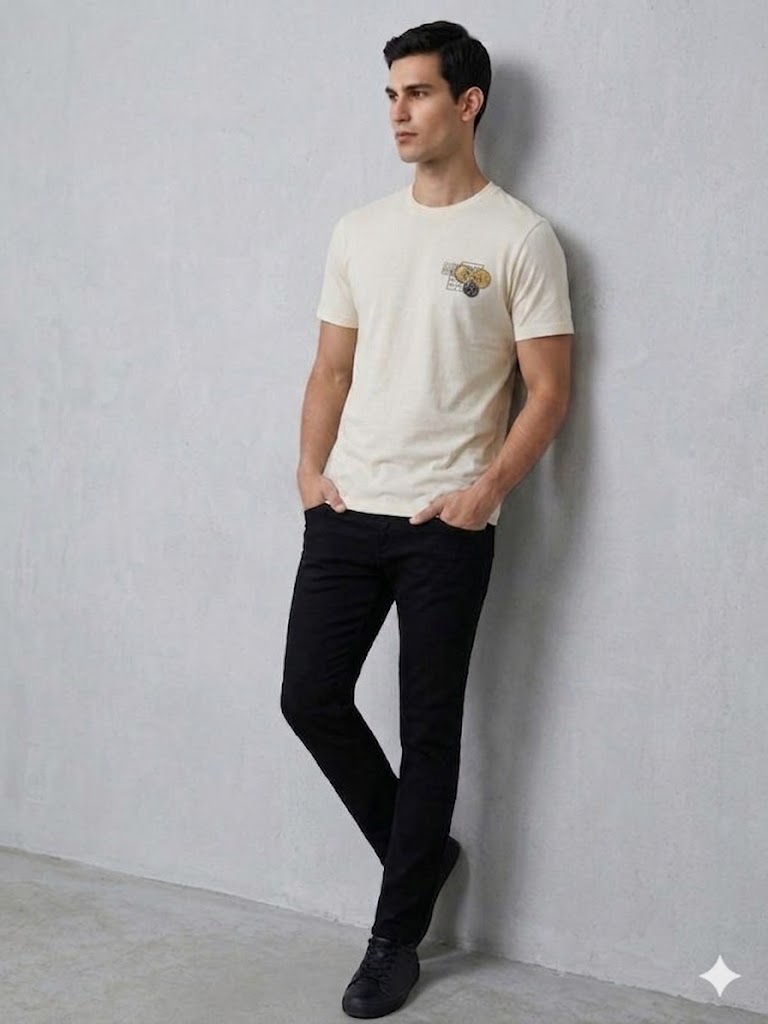 GUESS Erkek Modern Kesim Bisiklet Yaka T-Shirt M6GI37K3318 - EKRU