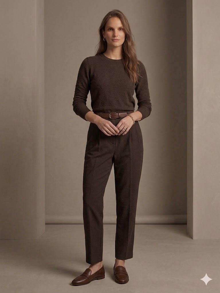 ERCAN AKDENİZ Beli Kemerli Pantolon 5018 - kahve