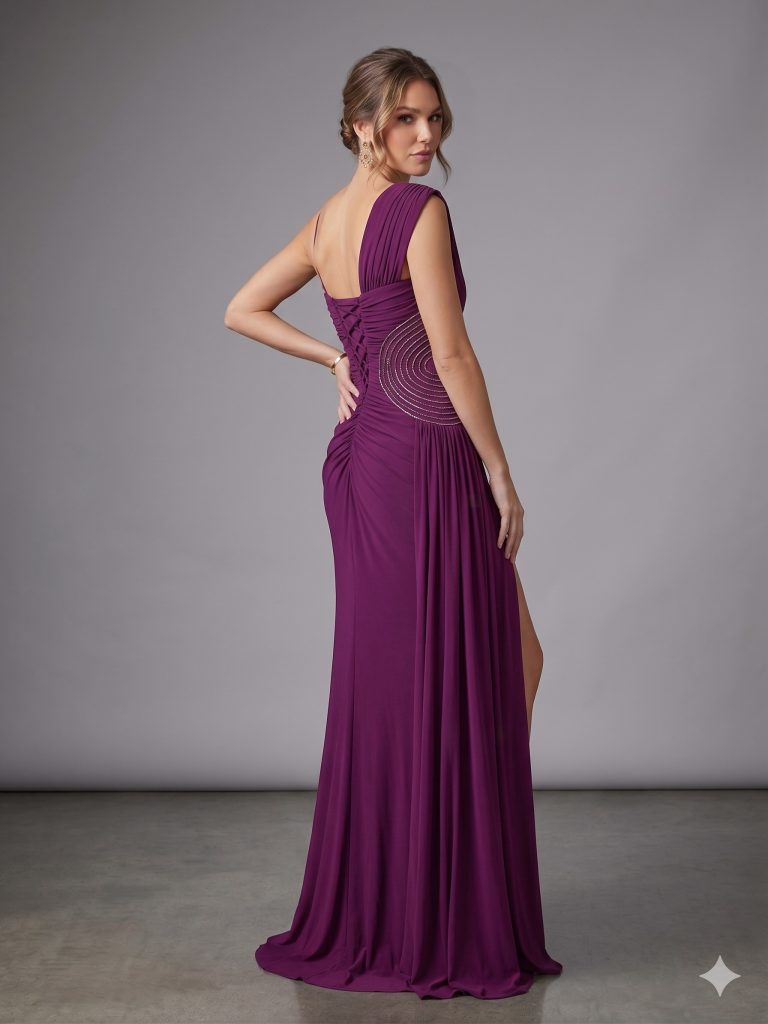 FOR COSTUME Tek Omuz Abiye 10536 - VİOLET