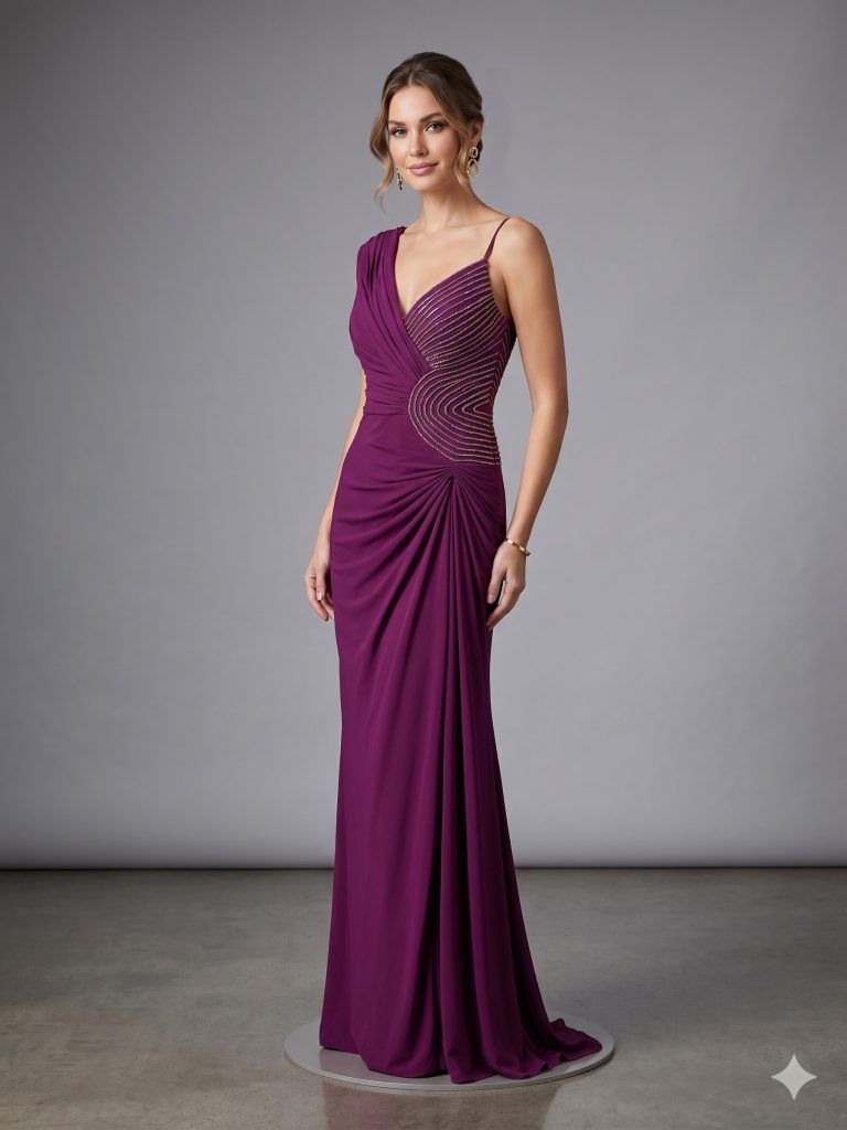 FOR COSTUME Tek Omuz Abiye 10536 - VİOLET