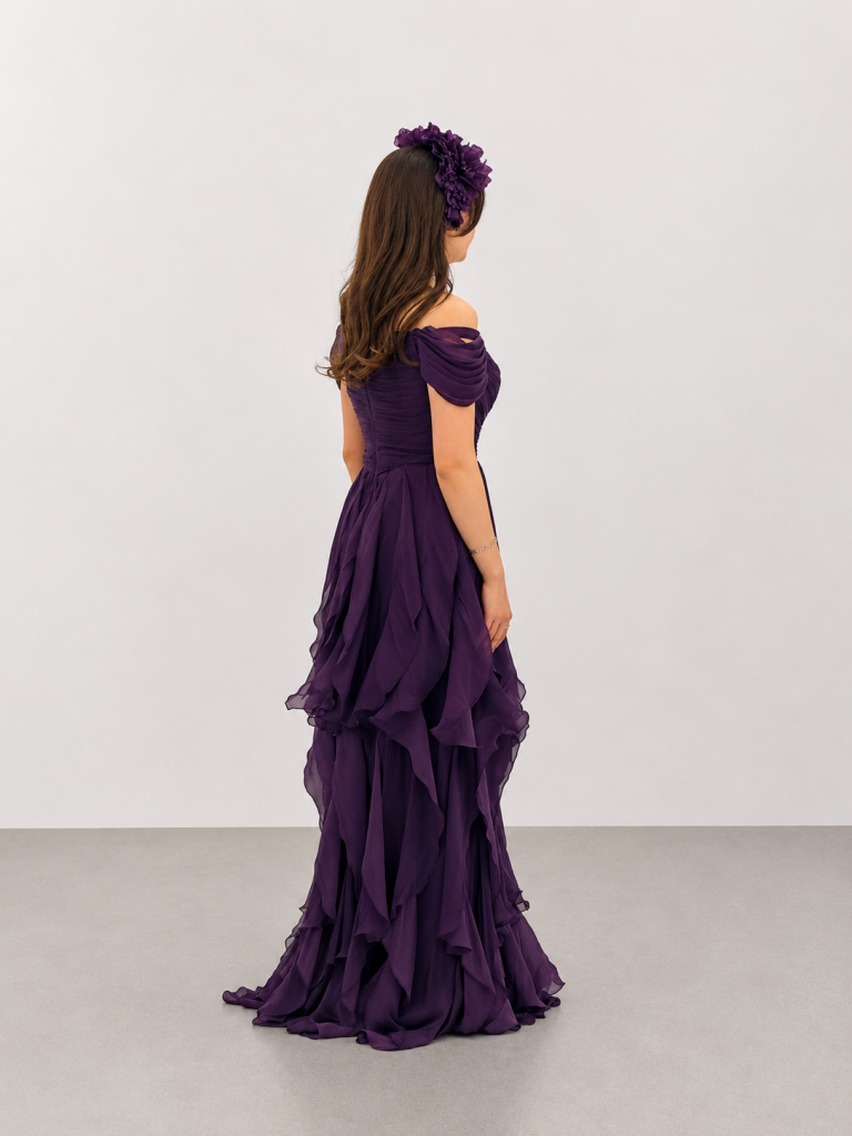 FOR COSTUME Fırfırlı Abiye 10589 - Mor