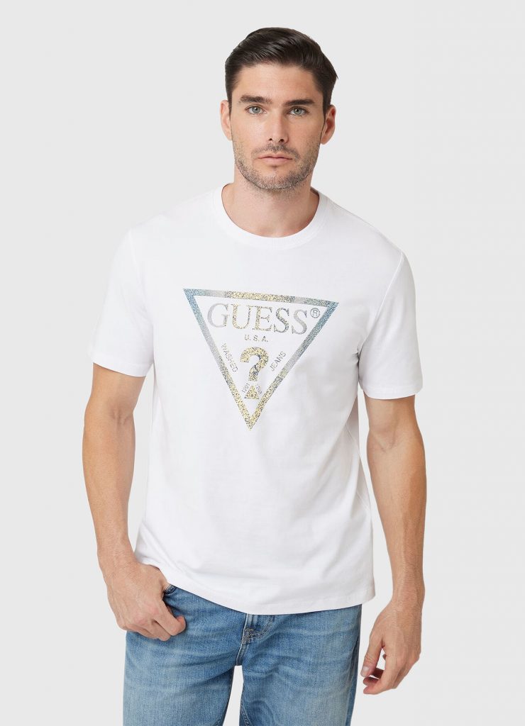 GUESS Üçgen Logolu T-Shirt M4BI35J1314 - Beyaz
