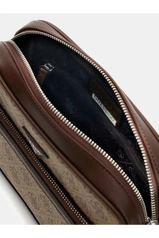 GUESS Milano Çift Fermuarlı Çapraz Askılı Erkek Bej Çapraz Çanta HMMILLP6222