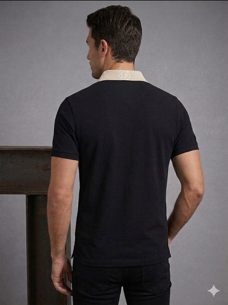 GUESS Erkek Polo Yaka Basic T-Shirt M5GP66J1314 - Siyah