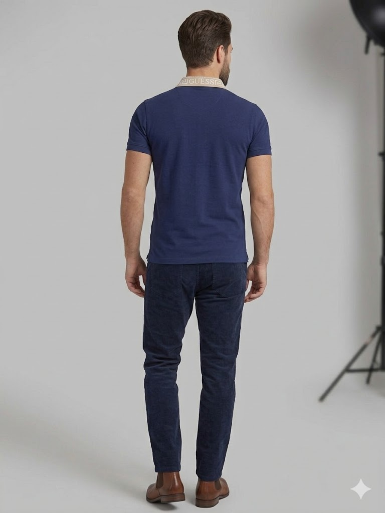 GUESS Erkek Polo Yaka Basic T-Shirt M5GP66J1314 - Lacivert