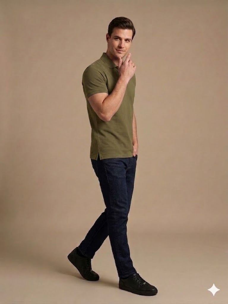 KİP Erkek Polo Yaka Basic T-Shirt 1830 - HAKİ