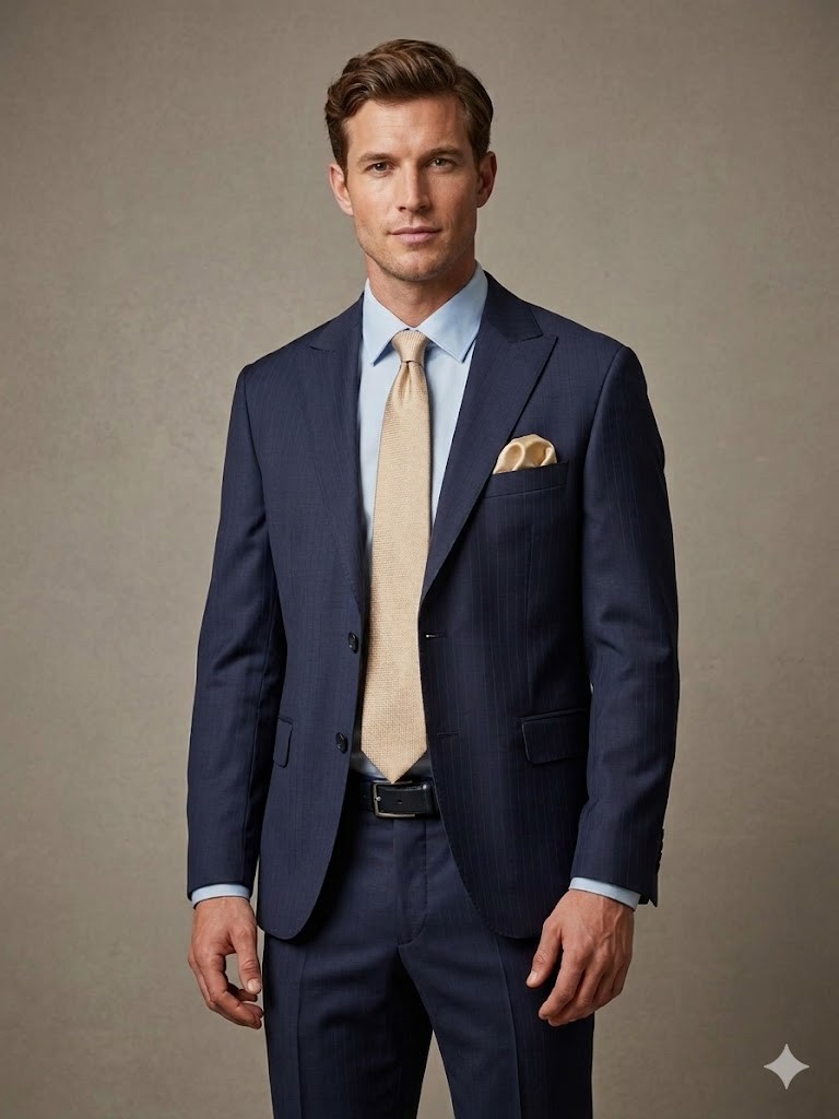 HAVAN Erkek İnce Çizgili Slim Fit Takım Elbise 6099