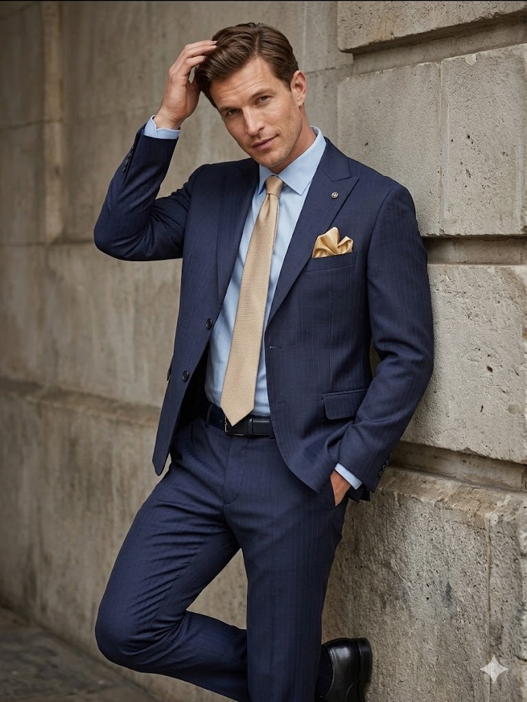 HAVAN Erkek İnce Çizgili Slim Fit Takım Elbise 6099