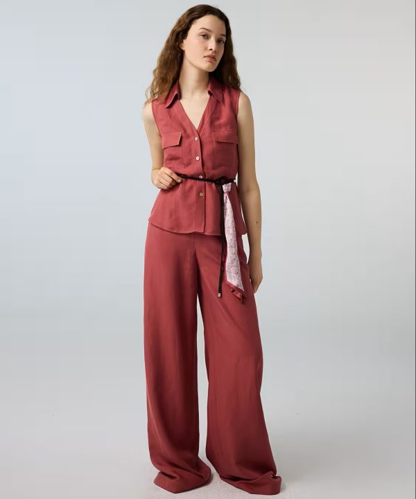 İPEKYOL Keten içerikli wide leg pantolon IS1260003192