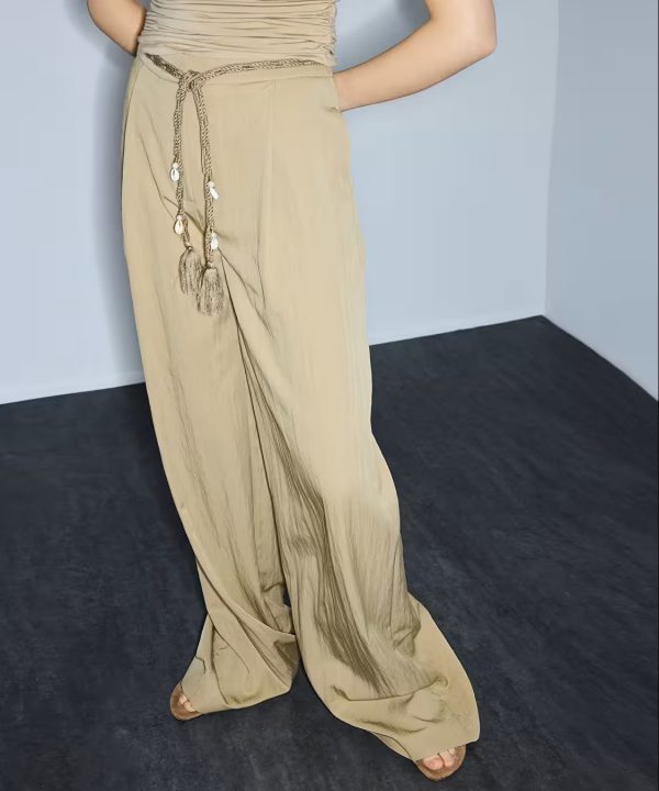 İPEKYOL Püsküllü Kuşaklı Wide Leg Pantolon IS1260003204