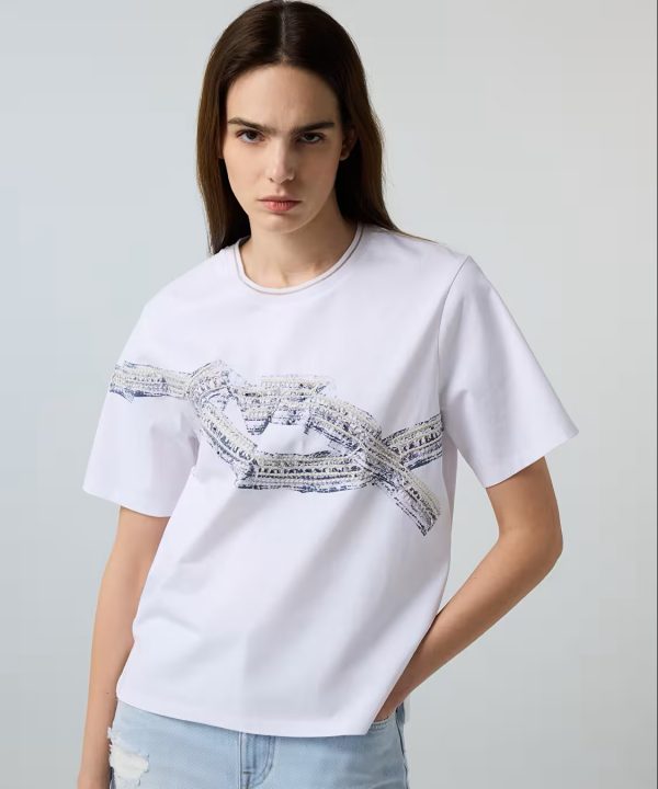 İPEKYOL Görsel Baskılı Karma Aplikeli T-Shirt IS1260070117