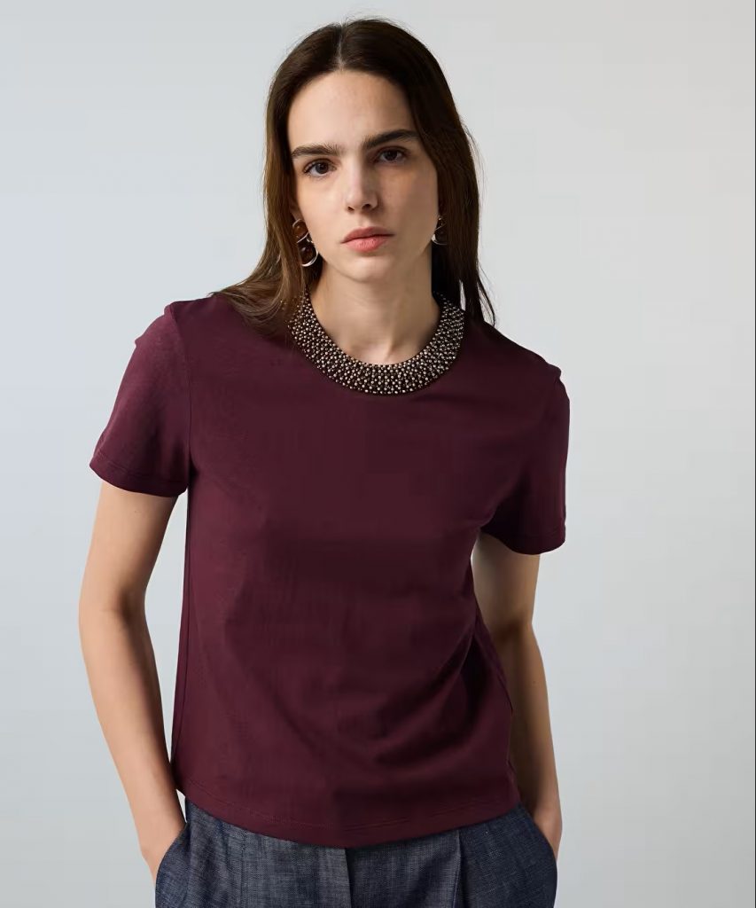 İPEKYOL Suni İnci Ve Boncuk İşlemeli T-Shirt IS1260070149