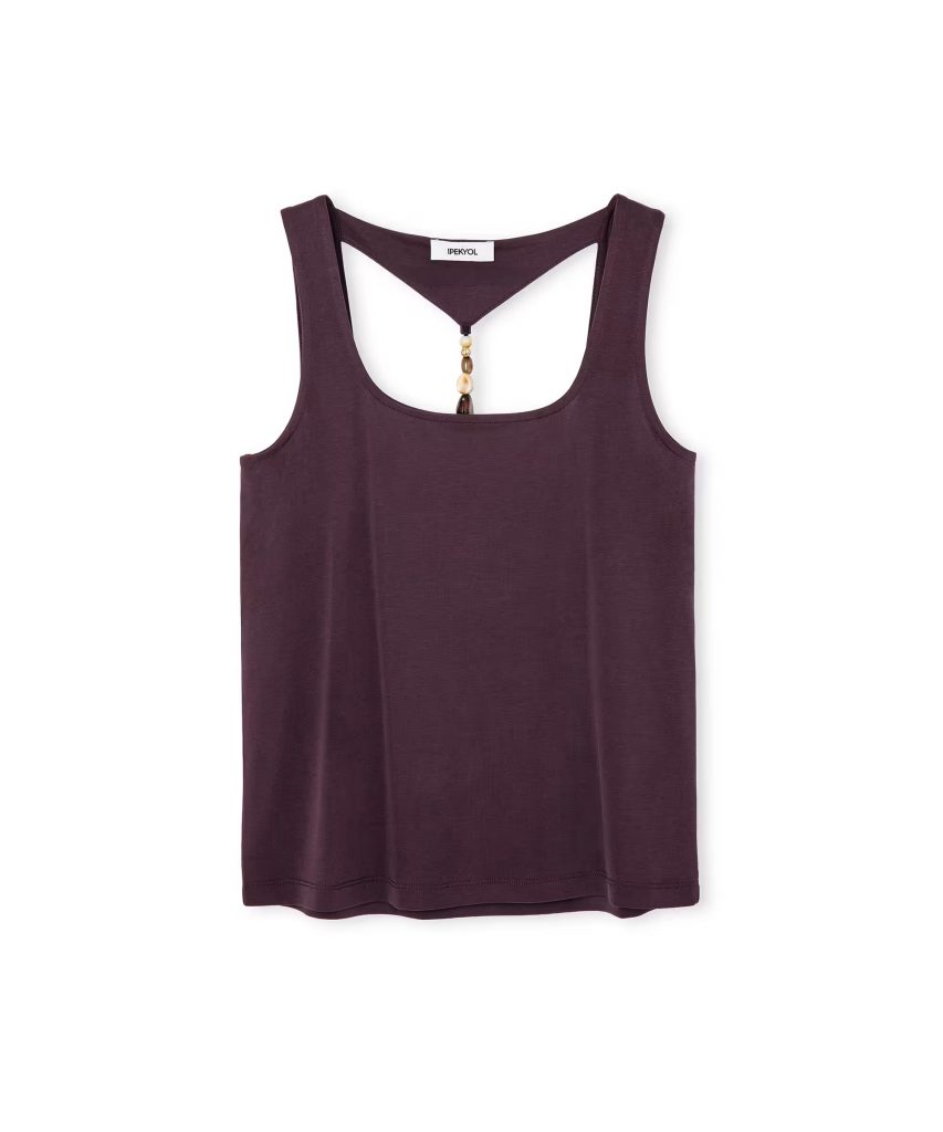 İPEKYOL Boncuk Aksesuarlı Cutout T-Shirt IS1260070164 - MÜRDÜM