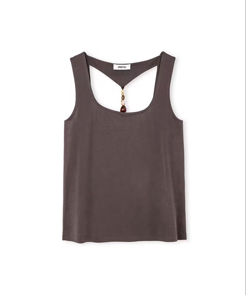 İPEKYOL Boncuk Aksesuarlı Cutout T-Shirt IS1260070164 - kahve