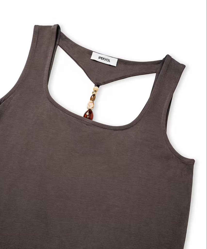 İPEKYOL Boncuk Aksesuarlı Cutout T-Shirt IS1260070164 - kahve