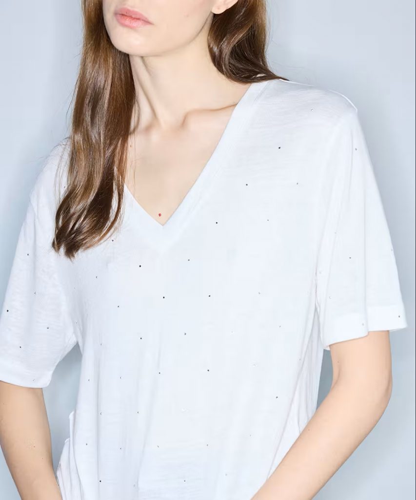 İPEKYOL Hotfix Baskılı V Yaka Tshirt 260070177 - Beyaz