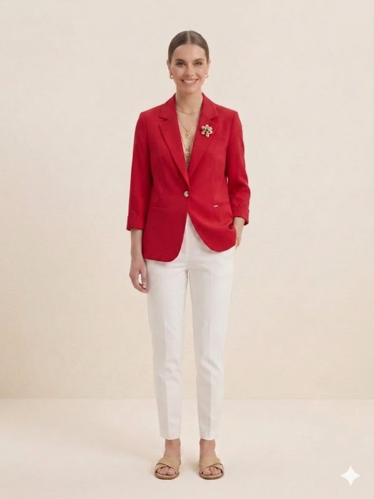 BABİLON SASİN Aksesuar Detaylı Blazer Ceket 7701 - KIRMIZI