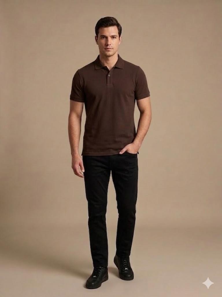KİP Erkek Polo Yaka Basic T-Shirt 1830 - kahve