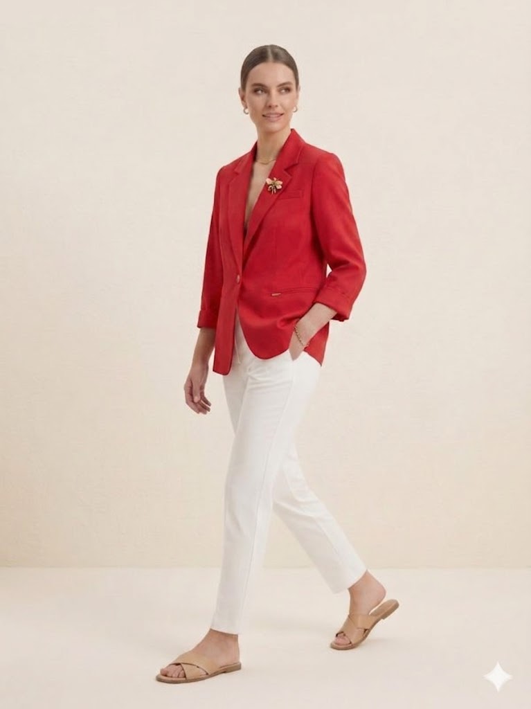 BABİLON SASİN Aksesuar Detaylı Blazer Ceket 7701 - KIRMIZI