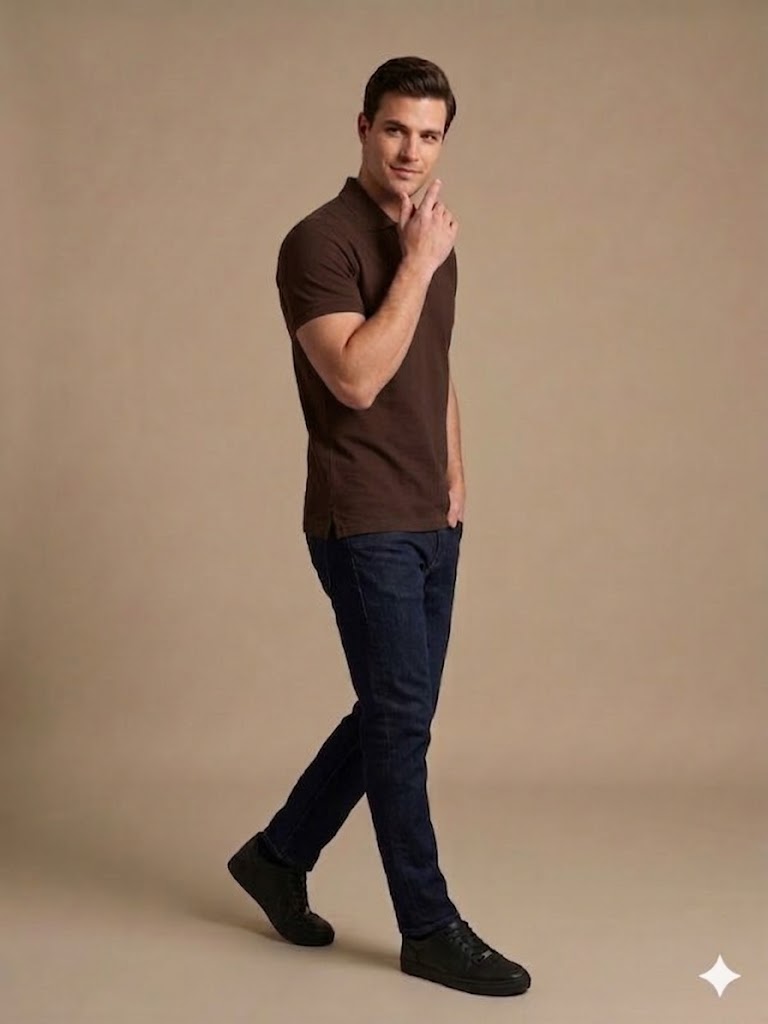 KİP Erkek Polo Yaka Basic T-Shirt 1830 - kahve