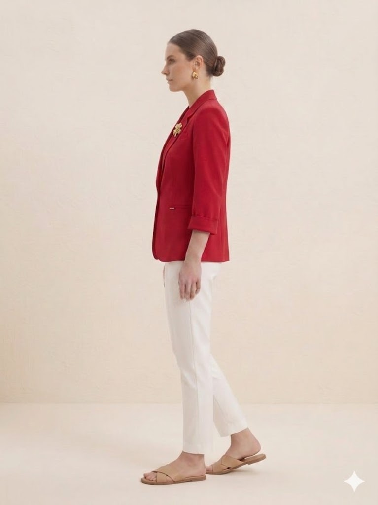 BABİLON SASİN Aksesuar Detaylı Blazer Ceket 7701 - KIRMIZI
