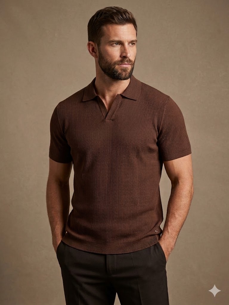 KİP Erkek Triko Polo Yaka Kısa Kollu T-Shirt 10134 - kahve