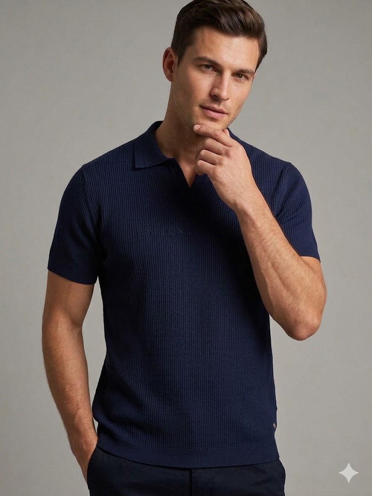 KİP Erkek Triko Polo Yaka Kısa Kollu T-Shirt 10134 - Lacivert